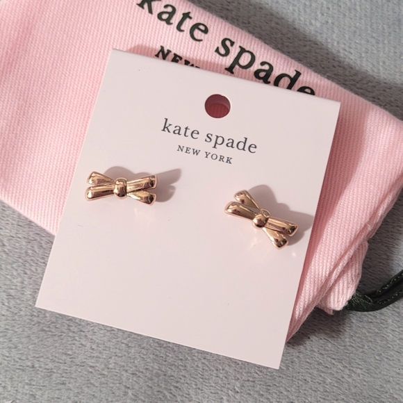 Kate ♠️ Rose Gold Double Bow Earrings - Picture 2 of 11